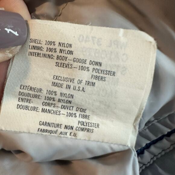 Vintage Puffer Coat Bomber Ski Jacket Alpine Designs Nylon Goose Down Men's S - Picture 8 of 11